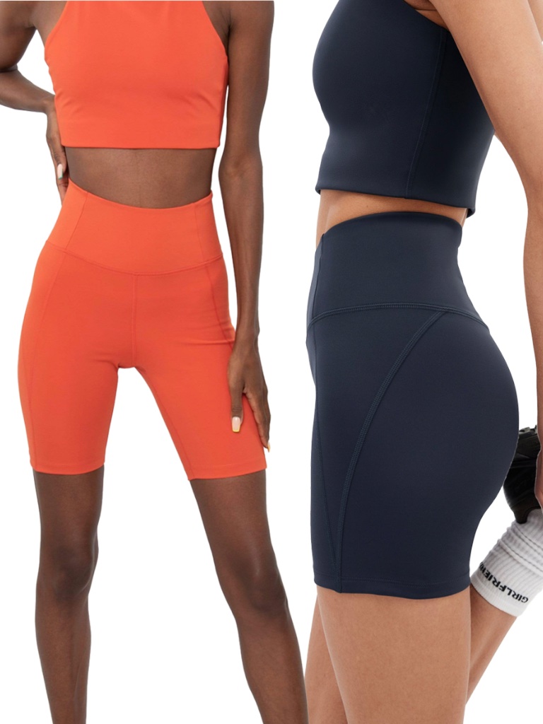 Girlfriend Collective - Bundle High Rise Bike Short Orange Blue - Large